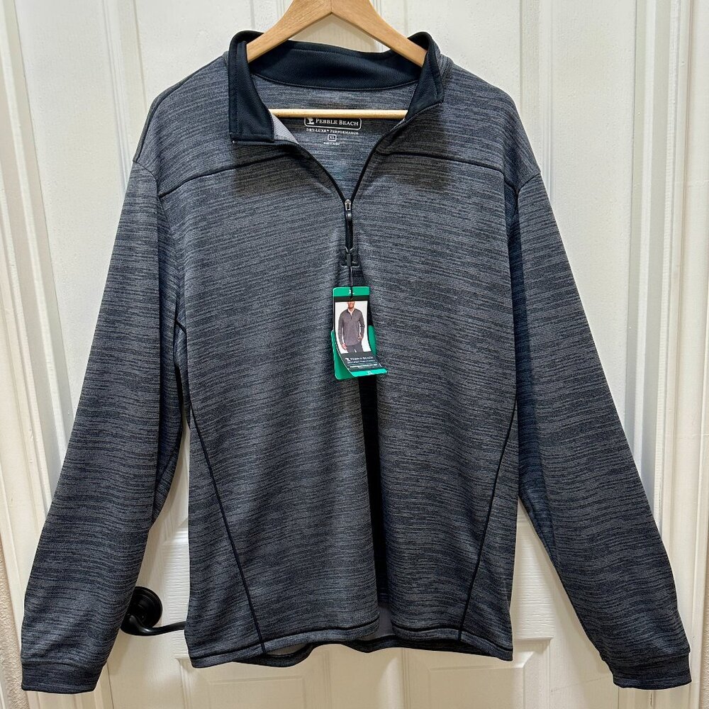 Pebble Beach Men's Dry Luxe Performance Pullover Sweatshirt Size XL Grey (NEW)
